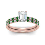 Load image into Gallery viewer, hidden-halo-half-way-emerald-cut-diamond-wedding-ring-set-with-emerald-in-FD9168EMGEMGRANGLE3-NL-RG
