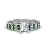 Load image into Gallery viewer, hidden-halo-half-way-emerald-cut-diamond-wedding-ring-set-with-emerald-in-FD9168EMGEMGRANGLE3-NL-WG
