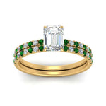 Load image into Gallery viewer, hidden-halo-half-way-emerald-cut-diamond-wedding-ring-set-with-emerald-in-FD9168EMGEMGRANGLE3-NL-YG
