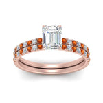 Load image into Gallery viewer, hidden-halo-half-way-emerald-cut-diamond-wedding-ring-set-with-orange-sapphire-in-FD9168EMGSAORANGLE3-NL-RG
