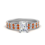 Load image into Gallery viewer, hidden-halo-half-way-emerald-cut-diamond-wedding-ring-set-with-orange-sapphire-in-FD9168EMGSAORANGLE3-NL-WG
