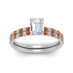 Load image into Gallery viewer, hidden-halo-half-way-emerald-cut-diamond-wedding-ring-set-with-orange-sapphire-in-FD9168EMGSAORANGLE3-NL-WG
