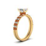 Load image into Gallery viewer, hidden-halo-half-way-emerald-cut-diamond-wedding-ring-set-with-orange-sapphire-in-FD9168EMGSAORANGLE3-NL-YG
