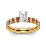 Load image into Gallery viewer, hidden-halo-half-way-emerald-cut-diamond-wedding-ring-set-with-orange-sapphire-in-FD9168EMGSAORANGLE3-NL-YG
