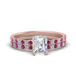 Load image into Gallery viewer, hidden-halo-half-way-emerald-cut-diamond-wedding-ring-set-with-pink-sapphire-in-FD9168EMGSADRPIANGLE3-NL-RG
