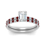 Load image into Gallery viewer, hidden-halo-half-way-emerald-cut-diamond-wedding-ring-set-with-ruby-in-FD9168EMGRUDRANGLE3-NL-WG
