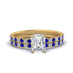 Load image into Gallery viewer, hidden-halo-half-way-emerald-cut-diamond-wedding-ring-set-with-sapphire-in-FD9168EMGSABLANGLE3-NL-YG

