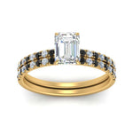 Load image into Gallery viewer, hidden-halo-half-way-emerald-cut-wedding-ring-set-with-black-diamond-in-FD9168EMGBLACKANGLE3-NL-YG
