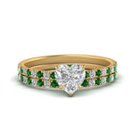 Load image into Gallery viewer, hidden-halo-half-way-heart-shaped-diamond-wedding-ring-set-with-emerald-in-FD9168HTGEMGRANGLE3-NL-YG
