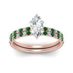 Load image into Gallery viewer, hidden-halo-half-way-marquise-cut-diamond-wedding-ring-set-with-emerald-in-FD9168MQGEMGRANGLE3-NL-RG
