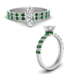 Load image into Gallery viewer, hidden-halo-half-way-marquise-cut-diamond-wedding-ring-set-with-emerald-in-FD9168MQGEMGRANGLE3-NL-WG
