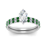 Load image into Gallery viewer, hidden-halo-half-way-marquise-cut-diamond-wedding-ring-set-with-emerald-in-FD9168MQGEMGRANGLE3-NL-WG
