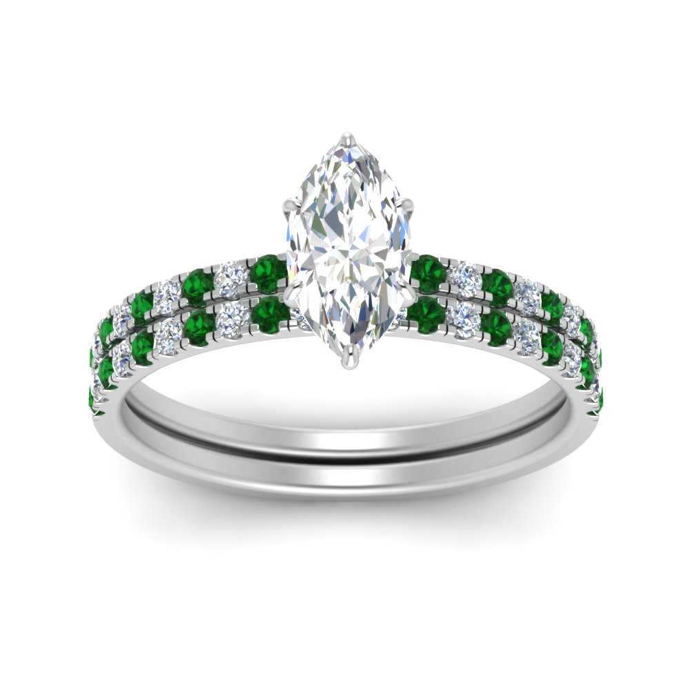 hidden-halo-half-way-marquise-cut-diamond-wedding-ring-set-with-emerald-in-FD9168MQGEMGRANGLE3-NL-WG