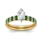 Load image into Gallery viewer, hidden-halo-half-way-marquise-cut-diamond-wedding-ring-set-with-emerald-in-FD9168MQGEMGRANGLE3-NL-YG
