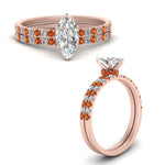 Load image into Gallery viewer, hidden-halo-half-way-marquise-cut-diamond-wedding-ring-set-with-orange-sapphire-in-FD9168MQGSAORANGLE3-NL-RG
