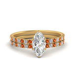 Load image into Gallery viewer, hidden-halo-half-way-marquise-cut-diamond-wedding-ring-set-with-orange-sapphire-in-FD9168MQGSAORANGLE3-NL-YG
