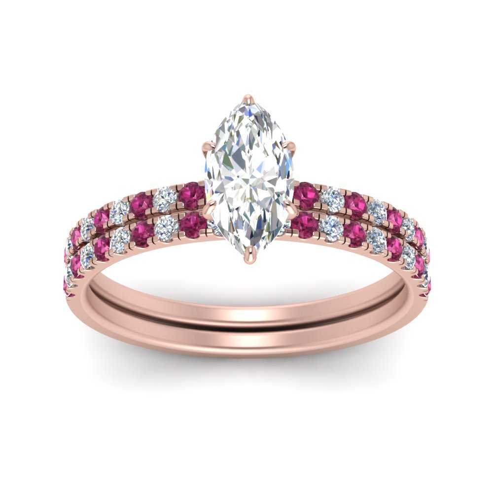 hidden-halo-half-way-marquise-cut-diamond-wedding-ring-set-with-pink-sapphire-in-FD9168MQGSADRPIANGLE3-NL-RG