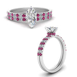 Load image into Gallery viewer, hidden-halo-half-way-marquise-cut-diamond-wedding-ring-set-with-pink-sapphire-in-FD9168MQGSADRPIANGLE3-NL-WG
