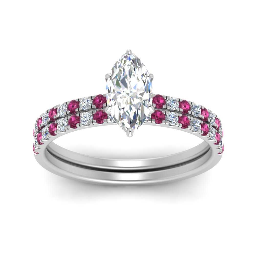 hidden-halo-half-way-marquise-cut-diamond-wedding-ring-set-with-pink-sapphire-in-FD9168MQGSADRPIANGLE3-NL-WG