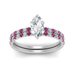 Load image into Gallery viewer, hidden-halo-half-way-marquise-cut-diamond-wedding-ring-set-with-pink-sapphire-in-FD9168MQGSADRPIANGLE3-NL-WG
