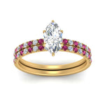Load image into Gallery viewer, hidden-halo-half-way-marquise-cut-diamond-wedding-ring-set-with-pink-sapphire-in-FD9168MQGSADRPIANGLE3-NL-YG
