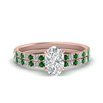 Load image into Gallery viewer, hidden-halo-half-way-oval-shaped-diamond-wedding-ring-set-with-emerald-in-FD9168OVGEMGRANGLE3-NL-RG
