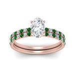 Load image into Gallery viewer, hidden-halo-half-way-oval-shaped-diamond-wedding-ring-set-with-emerald-in-FD9168OVGEMGRANGLE3-NL-RG
