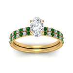 Load image into Gallery viewer, hidden-halo-half-way-oval-shaped-diamond-wedding-ring-set-with-emerald-in-FD9168OVGEMGRANGLE3-NL-YG
