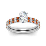 Load image into Gallery viewer, hidden-halo-half-way-oval-shaped-diamond-wedding-ring-set-with-orange-sapphire-in-FD9168OVGSAORANGLE3-NL-WG
