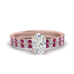Load image into Gallery viewer, hidden-halo-half-way-oval-shaped-diamond-wedding-ring-set-with-pink-sapphire-in-FD9168OVGSADRPIANGLE3-NL-RG
