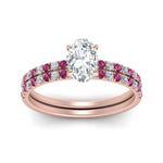 Load image into Gallery viewer, hidden-halo-half-way-oval-shaped-diamond-wedding-ring-set-with-pink-sapphire-in-FD9168OVGSADRPIANGLE3-NL-RG
