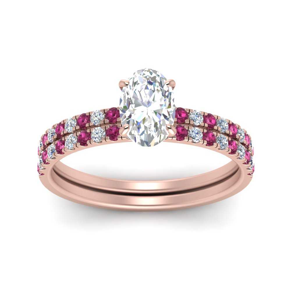 hidden-halo-half-way-oval-shaped-diamond-wedding-ring-set-with-pink-sapphire-in-FD9168OVGSADRPIANGLE3-NL-RG