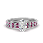 Load image into Gallery viewer, hidden-halo-half-way-oval-shaped-diamond-wedding-ring-set-with-pink-sapphire-in-FD9168OVGSADRPIANGLE3-NL-WG
