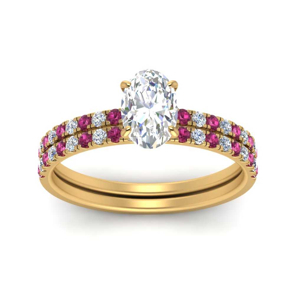 hidden-halo-half-way-oval-shaped-diamond-wedding-ring-set-with-pink-sapphire-in-FD9168OVGSADRPIANGLE3-NL-YG
