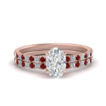 Load image into Gallery viewer, hidden-halo-half-way-oval-shaped-diamond-wedding-ring-set-with-ruby-in-FD9168OVGRUDRANGLE3-NL-RG
