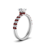 Load image into Gallery viewer, hidden-halo-half-way-oval-shaped-diamond-wedding-ring-set-with-ruby-in-FD9168OVGRUDRANGLE3-NL-WG
