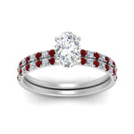 Load image into Gallery viewer, hidden-halo-half-way-oval-shaped-diamond-wedding-ring-set-with-ruby-in-FD9168OVGRUDRANGLE3-NL-WG
