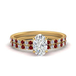 Load image into Gallery viewer, hidden-halo-half-way-oval-shaped-diamond-wedding-ring-set-with-ruby-in-FD9168OVGRUDRANGLE3-NL-YG

