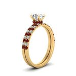 Load image into Gallery viewer, hidden-halo-half-way-oval-shaped-diamond-wedding-ring-set-with-ruby-in-FD9168OVGRUDRANGLE3-NL-YG
