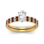 Load image into Gallery viewer, hidden-halo-half-way-oval-shaped-diamond-wedding-ring-set-with-ruby-in-FD9168OVGRUDRANGLE3-NL-YG
