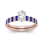 Load image into Gallery viewer, hidden-halo-half-way-oval-shaped-diamond-wedding-ring-set-with-sapphire-in-FD9168OVGSABLANGLE3-NL-RG
