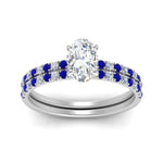Load image into Gallery viewer, hidden-halo-half-way-oval-shaped-diamond-wedding-ring-set-with-sapphire-in-FD9168OVGSABLANGLE3-NL-WG
