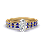 Load image into Gallery viewer, hidden-halo-half-way-oval-shaped-diamond-wedding-ring-set-with-sapphire-in-FD9168OVGSABLANGLE3-NL-YG
