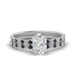 Load image into Gallery viewer, hidden-halo-half-way-oval-shaped-wedding-ring-set-with-black-diamond-in-FD9168OVGBLACKANGLE3-NL-WG
