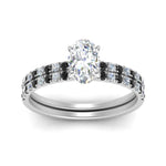 Load image into Gallery viewer, hidden-halo-half-way-oval-shaped-wedding-ring-set-with-black-diamond-in-FD9168OVGBLACKANGLE3-NL-WG
