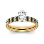 Load image into Gallery viewer, hidden-halo-half-way-oval-shaped-wedding-ring-set-with-black-diamond-in-FD9168OVGBLACKANGLE3-NL-YG
