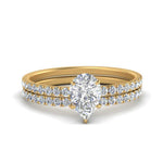 Load image into Gallery viewer, hidden-halo-half-way-pear-shaped-diamond-wedding-ring-set-in-FD9168PEANGLE3-NL-YG
