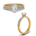 Load image into Gallery viewer, hidden-halo-half-way-pear-shaped-diamond-wedding-ring-set-in-FD9168PEANGLE3-NL-YG
