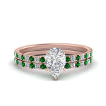 Load image into Gallery viewer, hidden-halo-half-way-pear-shaped-diamond-wedding-ring-set-with-emerald-in-FD9168PEGEMGRANGLE3-NL-RG
