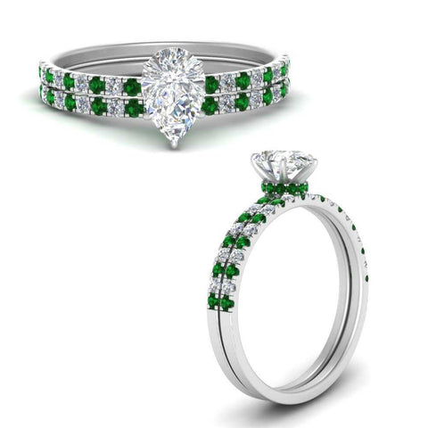 hidden-halo-half-way-pear-shaped-diamond-wedding-ring-set-with-emerald-in-FD9168PEGEMGRANGLE3-NL-WG